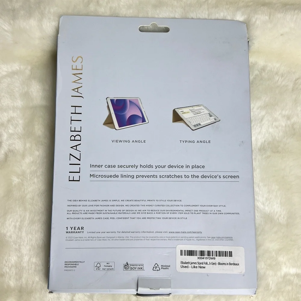 Elizabeth James iPad 10th Gen Stand Folio Protective Case Classy Floral Design